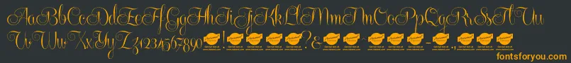 Centeriascriptdemo-Schriftart – Orangefarbene Schriften auf schwarzem Hintergrund
