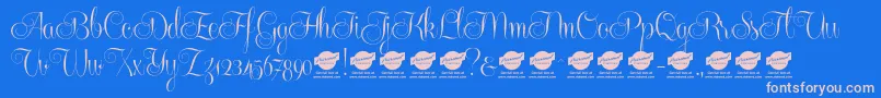 Centeriascriptdemo Font – Pink Fonts on Blue Background