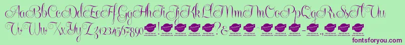 Centeriascriptdemo Font – Purple Fonts on Green Background