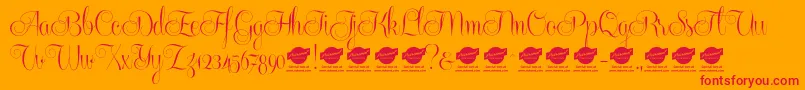 Centeriascriptdemo Font – Red Fonts on Orange Background