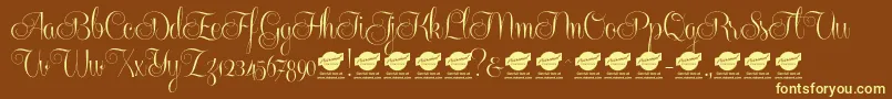 Centeriascriptdemo Font – Yellow Fonts on Brown Background