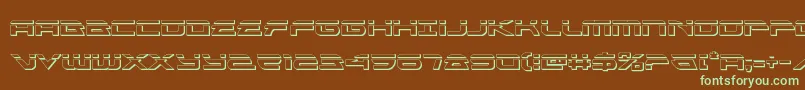 フォントAlexisv3bullet – 緑色の文字が茶色の背景にあります。