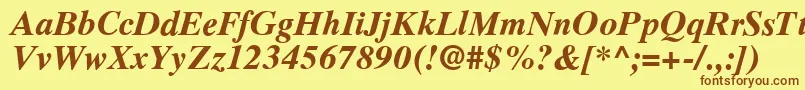 フォントRomanelevenBold – 茶色の文字が黄色の背景にあります。