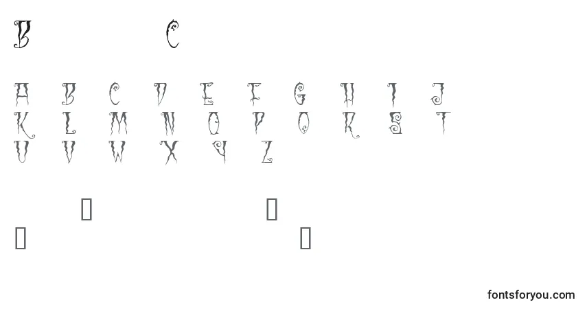 A fonte BlackCow – alfabeto, números, caracteres especiais