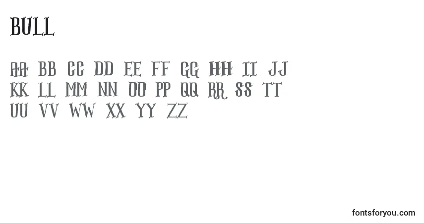 A fonte Bull – alfabeto, números, caracteres especiais