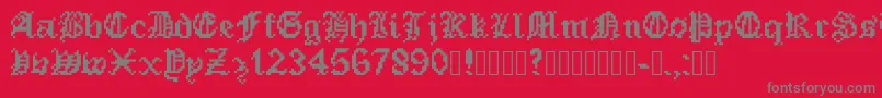 PixeledEnglishFont-fontti – harmaat kirjasimet punaisella taustalla