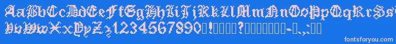 PixeledEnglishFont-fontti – vaaleanpunaiset fontit sinisellä taustalla