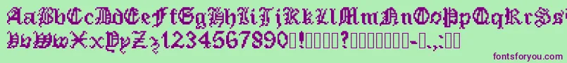 PixeledEnglishFont-fontti – violetit fontit vihreällä taustalla