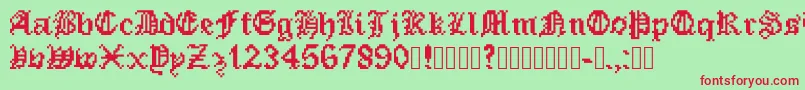 PixeledEnglishFont-fontti – punaiset fontit vihreällä taustalla