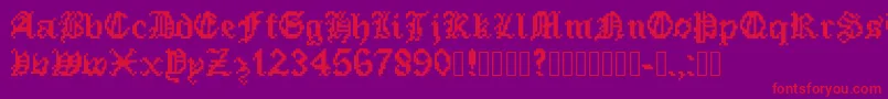 PixeledEnglishFont Font – Red Fonts on Purple Background