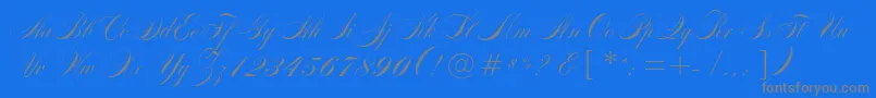 MarkizDeSadScript-Schriftart – Graue Schriften auf blauem Hintergrund