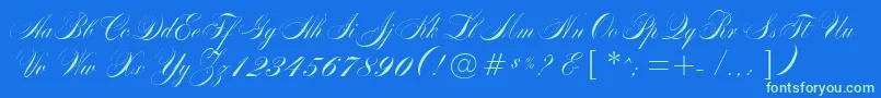 MarkizDeSadScript Font – Green Fonts on Blue Background