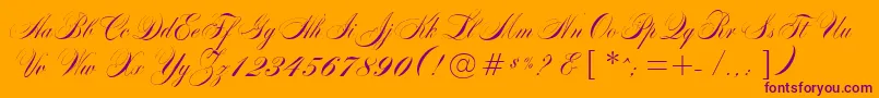 Шрифт MarkizDeSadScript – фиолетовые шрифты на оранжевом фоне