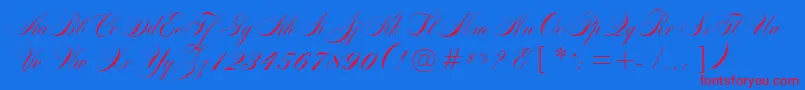 MarkizDeSadScript-Schriftart – Rote Schriften auf blauem Hintergrund
