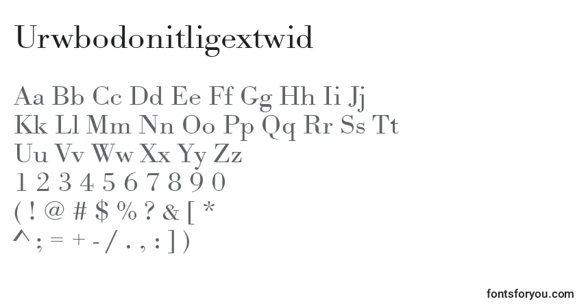 Schriftart Urwbodonitligextwid – Alphabet, Zahlen, spezielle Symbole