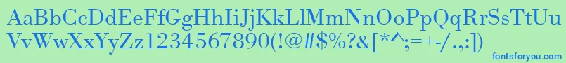 フォントUrwbodonitligextwid – 青い文字は緑の背景です。