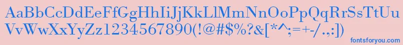 フォントUrwbodonitligextwid – ピンクの背景に青い文字