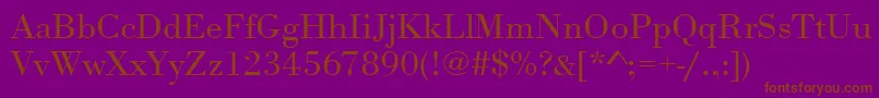 Urwbodonitligextwid-Schriftart – Braune Schriften auf violettem Hintergrund