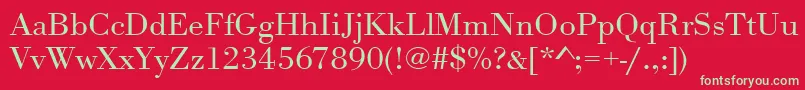 フォントUrwbodonitligextwid – 赤い背景に緑の文字