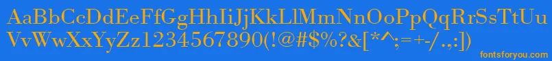 Urwbodonitligextwid-Schriftart – Orangefarbene Schriften auf blauem Hintergrund
