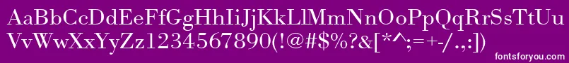 Urwbodonitligextwid-fontti – valkoiset fontit violetilla taustalla