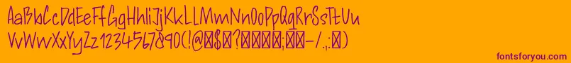 フォントDkAndorraScript – オレンジの背景に紫のフォント