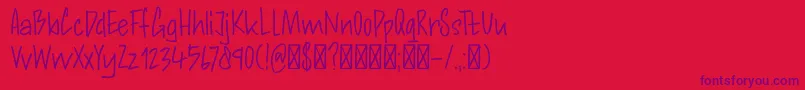 DkAndorraScript-Schriftart – Violette Schriften auf rotem Hintergrund