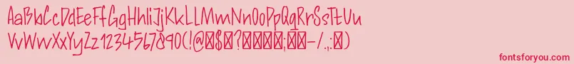 Fonte DkAndorraScript – fontes vermelhas em um fundo rosa