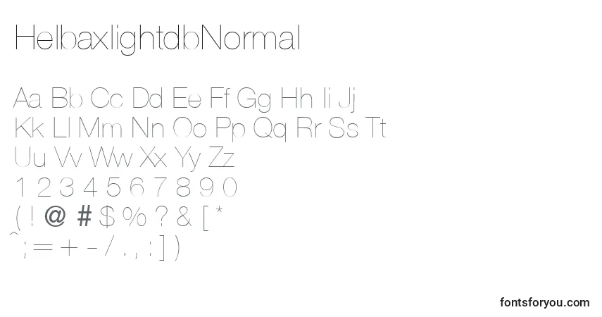 A fonte HelbaxlightdbNormal – alfabeto, números, caracteres especiais