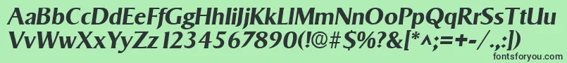 SigvarBoldItalic-fontti – mustat fontit vihreällä taustalla