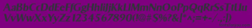 SigvarBoldItalic-fontti – mustat fontit violetilla taustalla