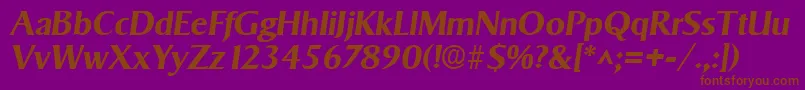 SigvarBoldItalic-fontti – ruskeat fontit violetilla taustalla