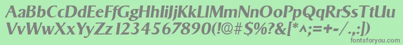 SigvarBoldItalic-fontti – harmaat kirjasimet vihreällä taustalla
