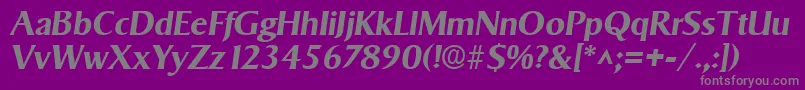 SigvarBoldItalic-fontti – harmaat kirjasimet violetilla taustalla