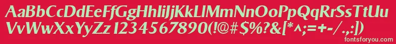 フォントSigvarBoldItalic – 赤い背景に緑の文字