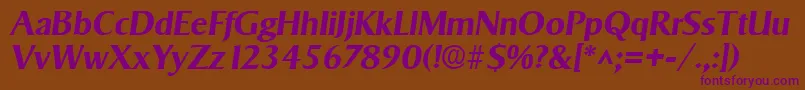 フォントSigvarBoldItalic – 紫色のフォント、茶色の背景