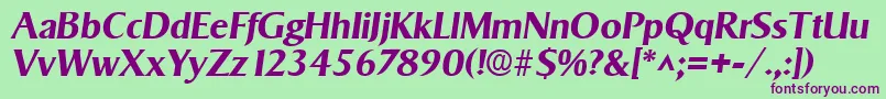 フォントSigvarBoldItalic – 緑の背景に紫のフォント