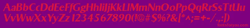 SigvarBoldItalic-fontti – punaiset fontit violetilla taustalla