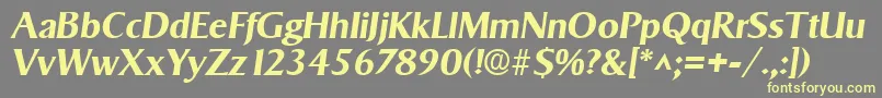 SigvarBoldItalic-fontti – keltaiset fontit harmaalla taustalla