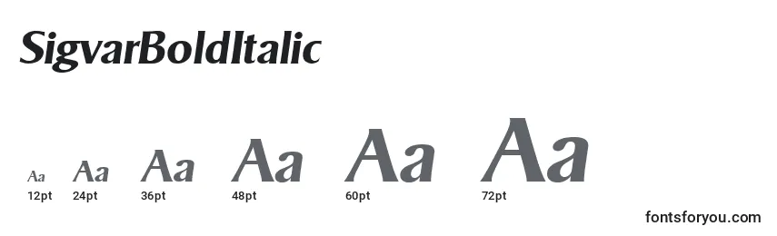 Größen der Schriftart SigvarBoldItalic