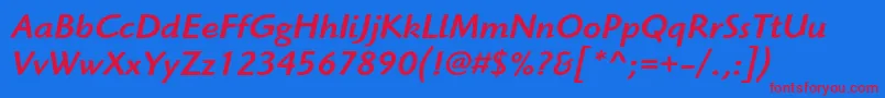 HighlanderstdMediumitalic Font – Red Fonts on Blue Background