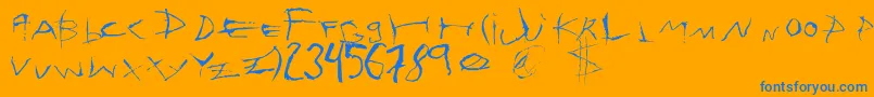 Sehnsucht-Schriftart – Blaue Schriften auf orangefarbenem Hintergrund