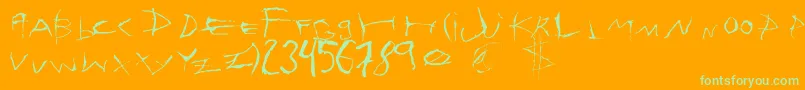 Sehnsucht-Schriftart – Grüne Schriften auf orangefarbenem Hintergrund