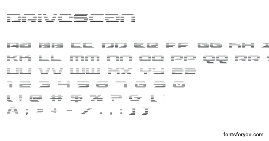 Schriftart Drivescan – Alphabet, Zahlen, spezielle Symbole