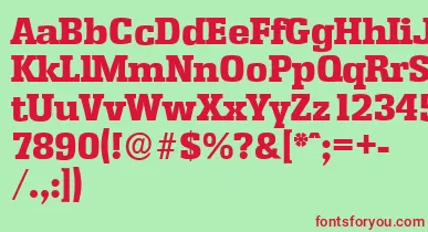 EnschedeserialHeavyRegular font – Red Fonts On Green Background
