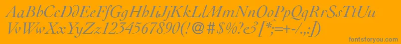 LegaItalic-Schriftart – Graue Schriften auf orangefarbenem Hintergrund