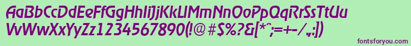 OnstageserialMediumItalic Font – Purple Fonts on Green Background