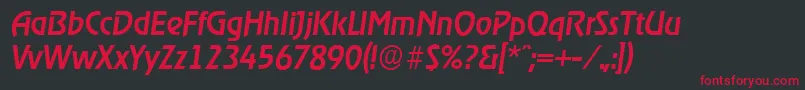 フォントOnstageserialMediumItalic – 黒い背景に赤い文字