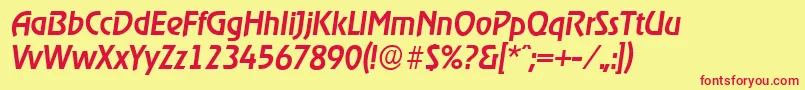 フォントOnstageserialMediumItalic – 赤い文字の黄色い背景