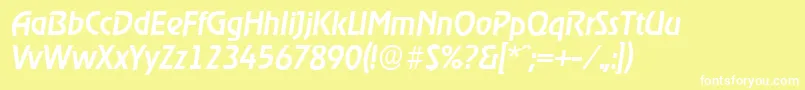 Fonte OnstageserialMediumItalic – fontes brancas em um fundo amarelo